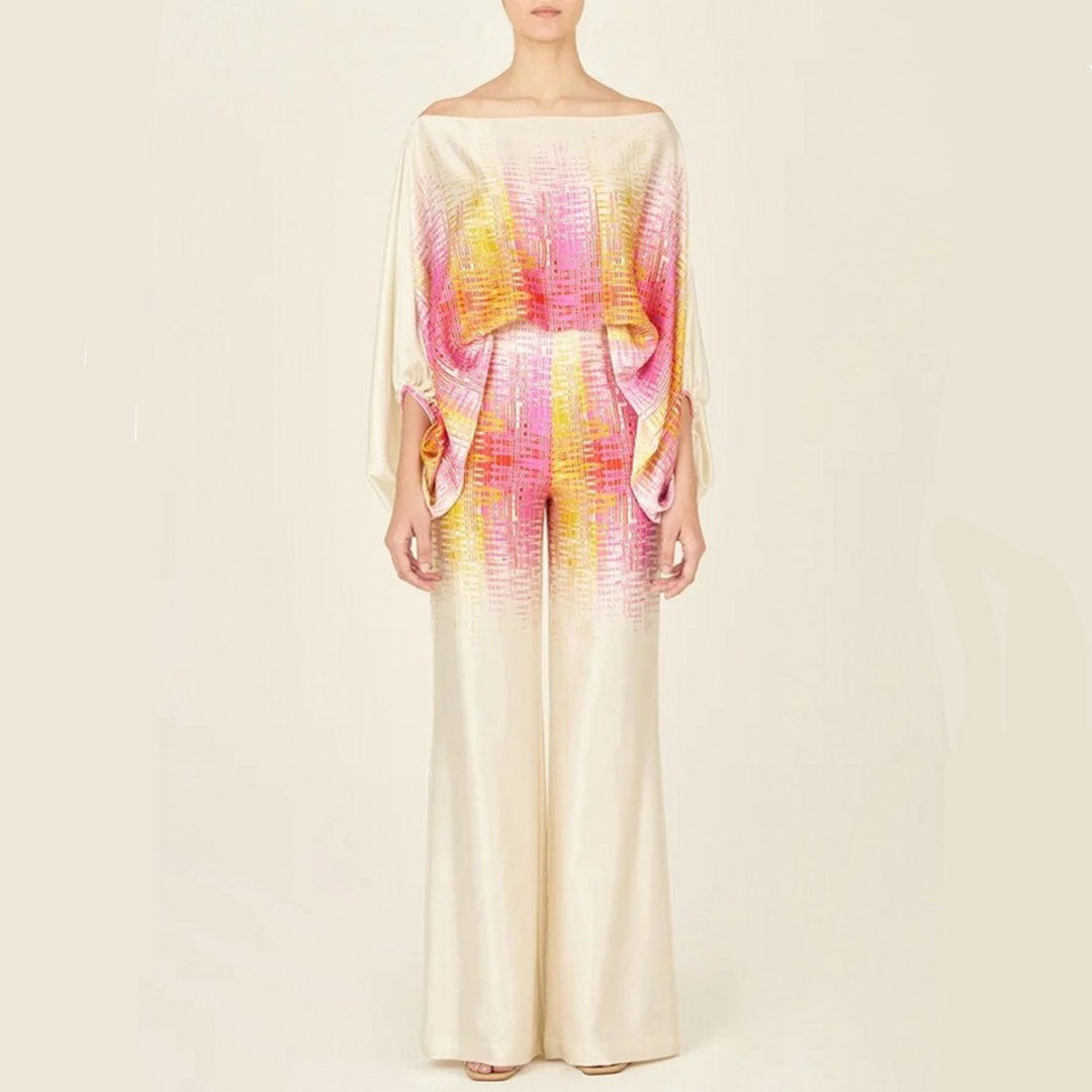 Damen One-Shoulder Bedrucktes Zwei Teile Set | Stylisch