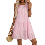 Paula | Karomuster Kleid für elegante Damen – Rosa
