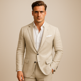 Placido | Leichter Herrenblazer mit schmaler Passform – Beige