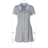 Polo Kleid Damen | Figurbetont & Kontrastkragen – Grau
