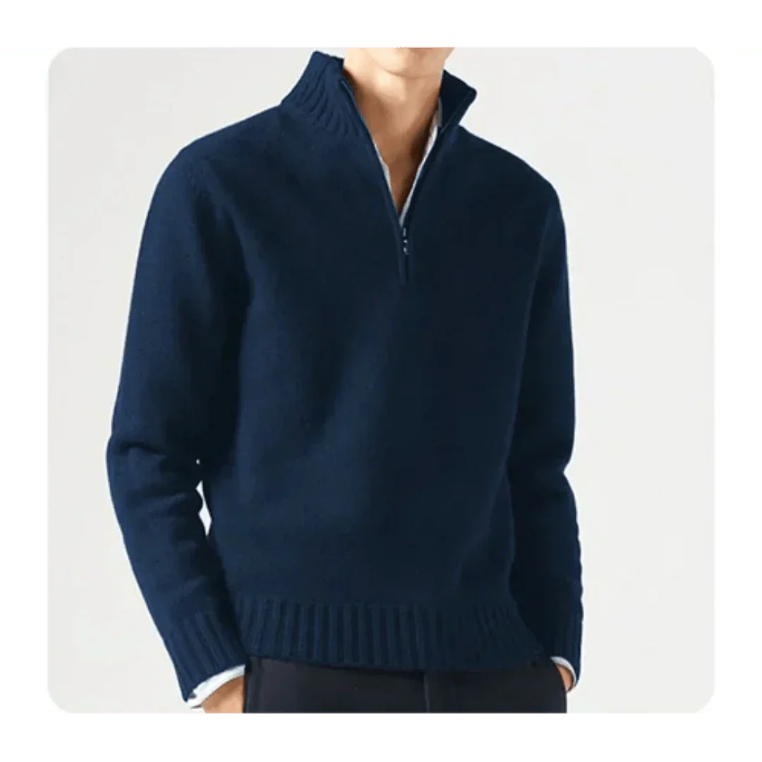 Polo Pullover - Herren Strickpullover mit viertel Reißverschluss Pullover