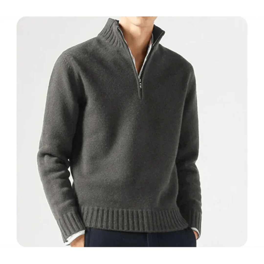 Polo Pullover - Herren Strickpullover mit viertel Reißverschluss Pullover