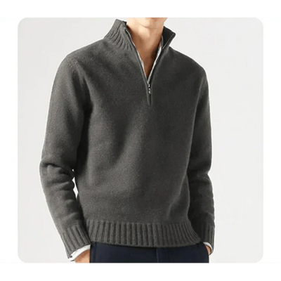 Polo Pullover - Herren Strickpullover mit viertel Reißverschluss Pullover