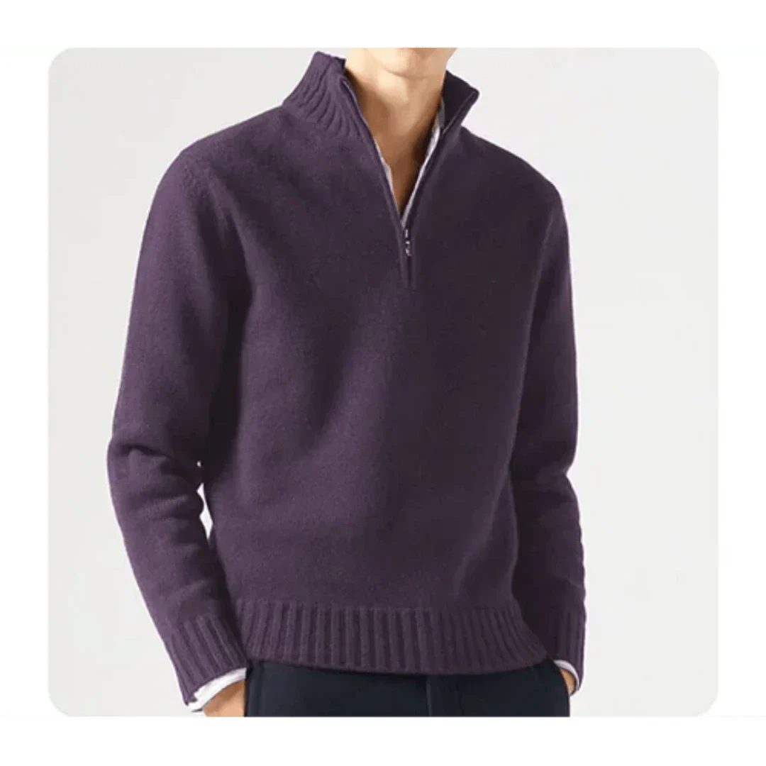 Polo Pullover - Herren Strickpullover mit viertel Reißverschluss Pullover
