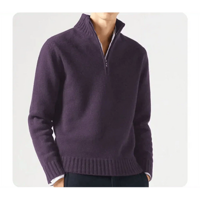 Polo Pullover - Herren Strickpullover mit viertel Reißverschluss Pullover