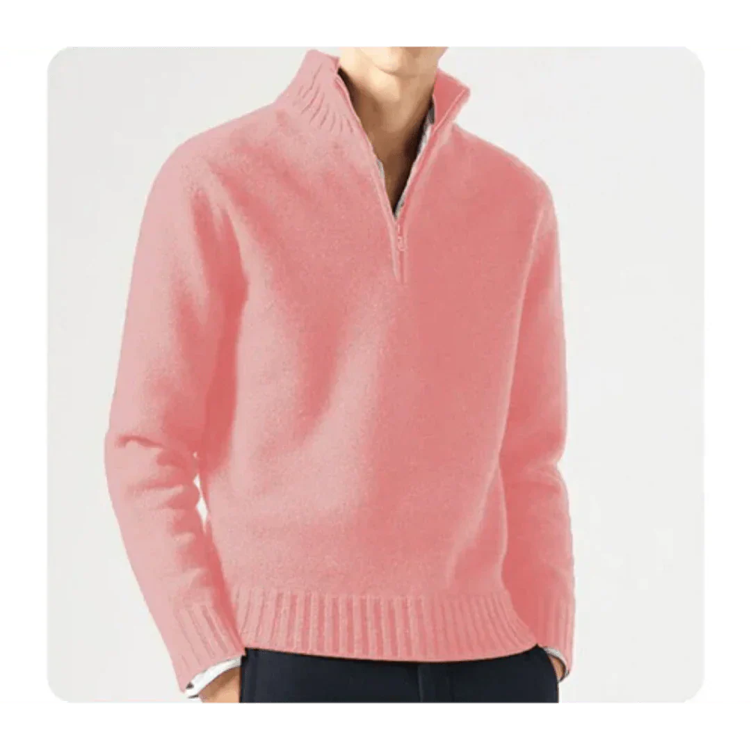 Polo Pullover - Herren Strickpullover mit viertel Reißverschluss Pullover