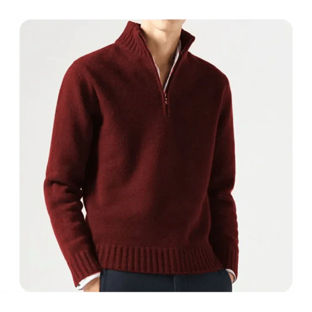 Polo Pullover - Herren Strickpullover mit viertel Reißverschluss Pullover