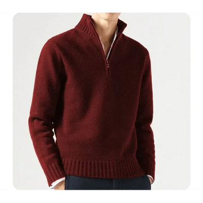 Polo Pullover - Herren Strickpullover mit viertel Reißverschluss Pullover