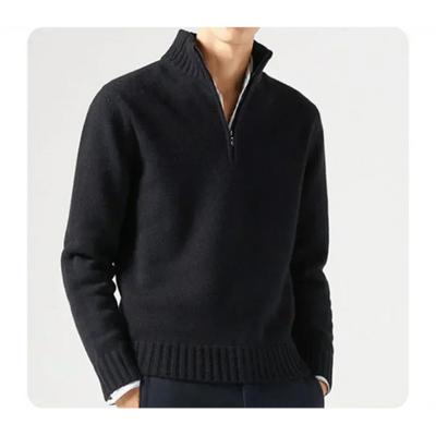 Polo Pullover - Herren Strickpullover mit viertel Reißverschluss Pullover
