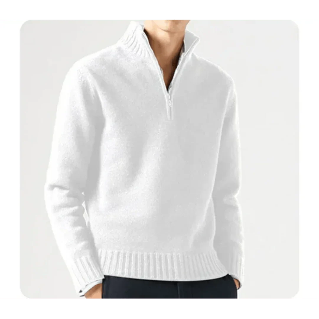 Polo Pullover - Herren Strickpullover mit viertel Reißverschluss Pullover