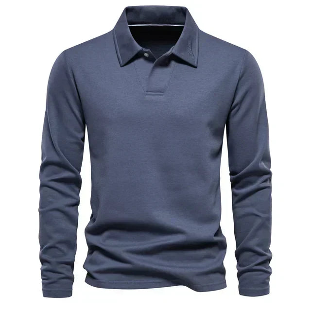 Polo-Sweatshirt | Umlegekragen | Normale Passform | Langarm-Poloshirts | Herrenbekleidung