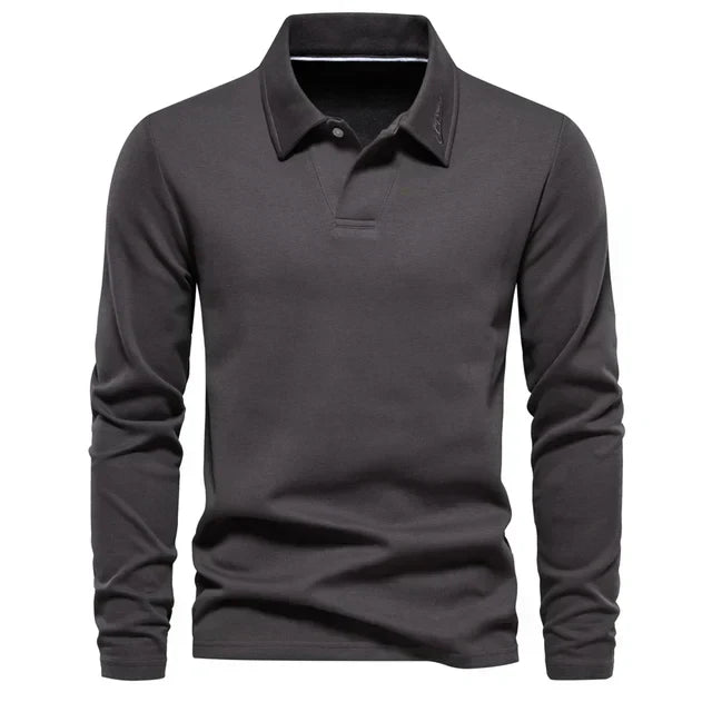Polo-Sweatshirt | Umlegekragen | Normale Passform | Langarm-Poloshirts | Herrenbekleidung