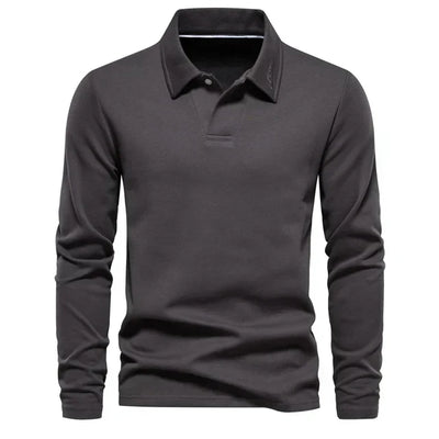 Polo-Sweatshirt | Umlegekragen | Normale Passform | Langarm-Poloshirts | Herrenbekleidung