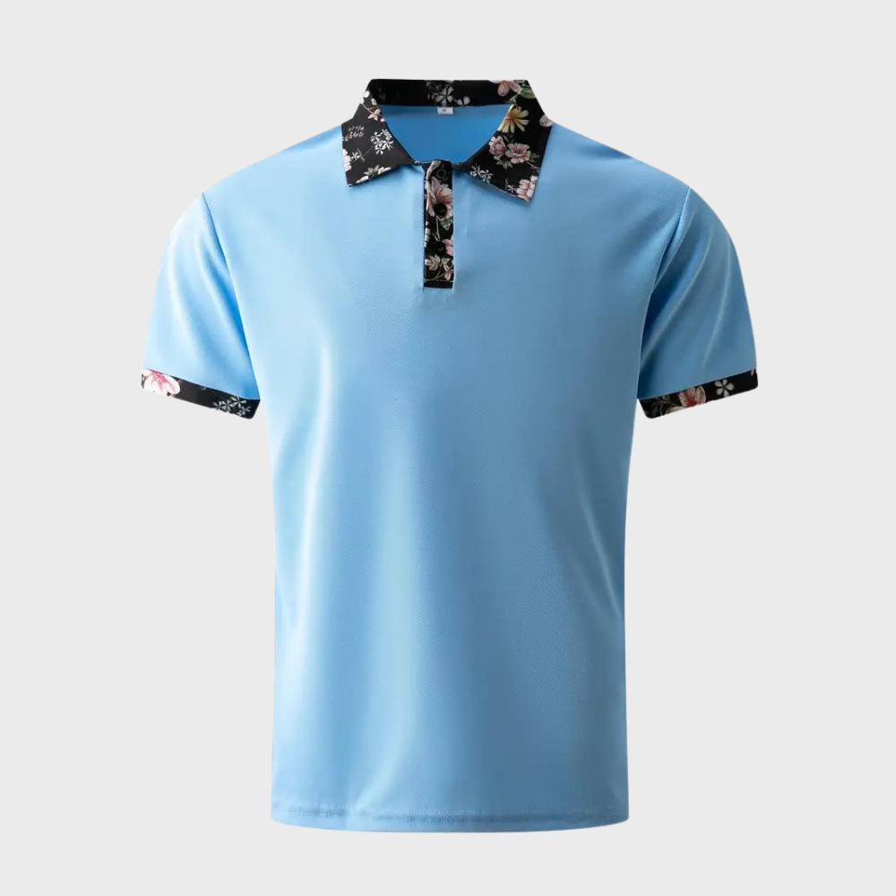 Polo-T-Shirt | Blumenmuster | Kurzarm | Polohemden | Herrenbekleidung
