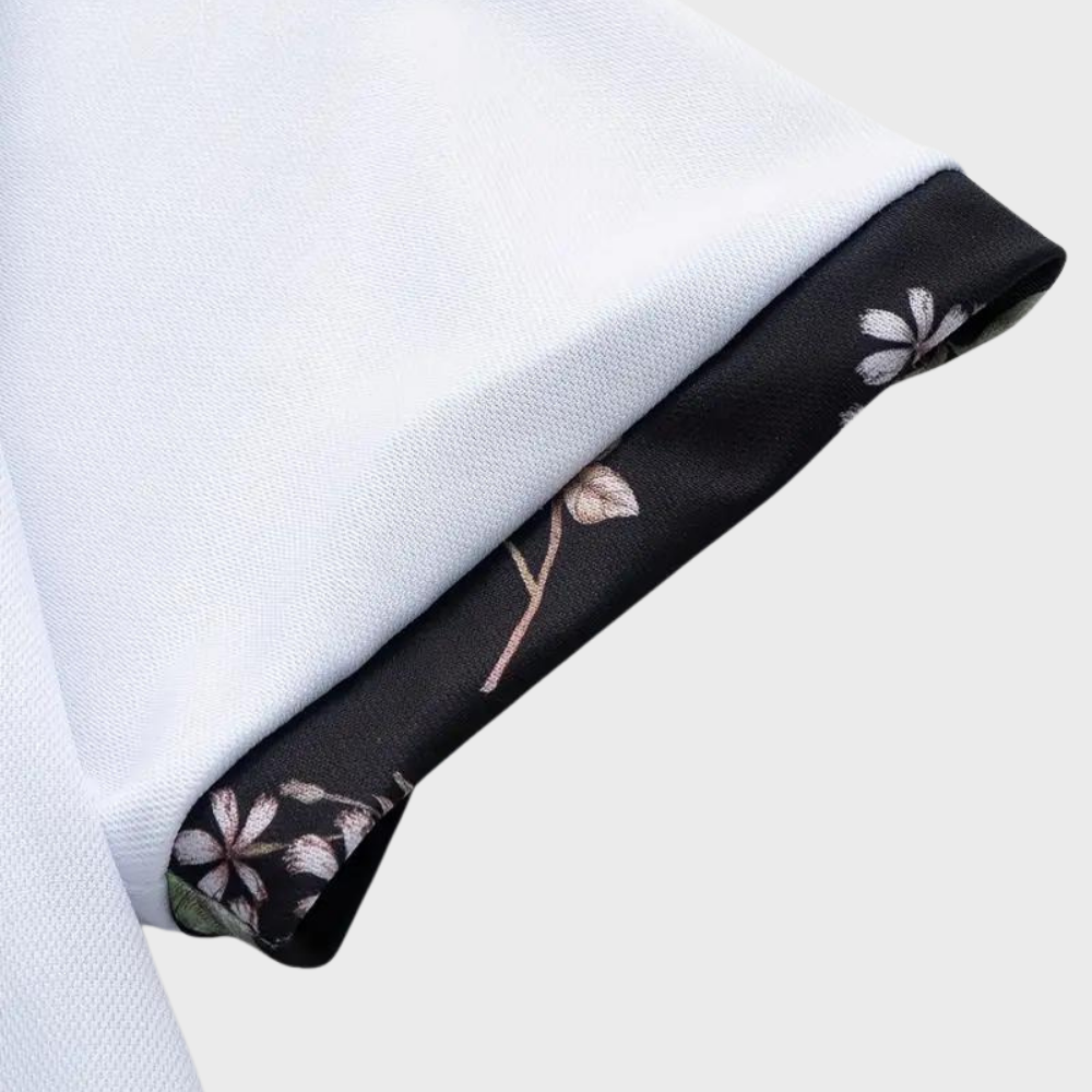 Polo-T-Shirt | Blumenmuster | Kurzarm | Polohemden | Herrenbekleidung