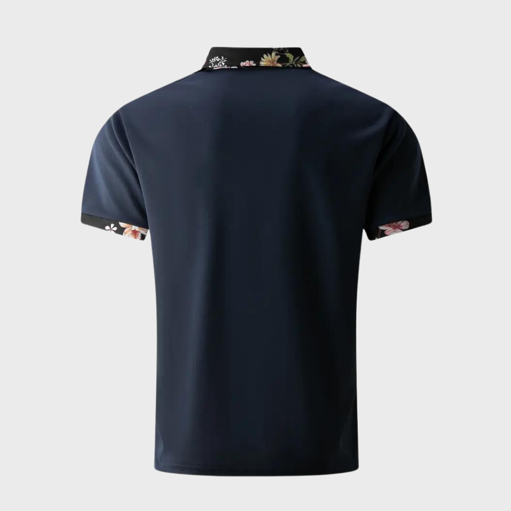 Polo-T-Shirt | Blumenmuster | Kurzarm | Polohemden | Herrenbekleidung
