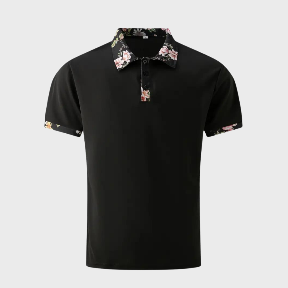 Polo-T-Shirt | Blumenmuster | Kurzarm | Polohemden | Herrenbekleidung