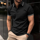 Polohemd Herren | Slim Fit mit Kontraststreifen & Sportlichem Stil – Schwarz