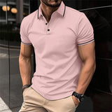 Polohemd Herren | Slim Fit mit Kontraststreifen & Sportlichem Stil – Rosa