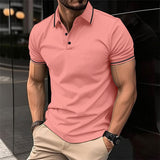 Polohemd Herren | Slim Fit mit Kontraststreifen & Sportlichem Stil – Dunkelrosa