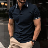 Polohemd Herren | Slim Fit mit Kontraststreifen & Sportlichem Stil – Marineblau