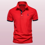Polohemd Herren | Smart-Casual mit Kontrast-Details – Rot