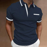 Poloshirt Herren | Brusttasche & Kontrastkragen – Dunkelblau