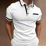 Poloshirt Herren | Brusttasche & Kontrastkragen – Weiß