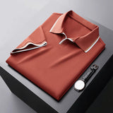 Poloshirt Herren | Classic Fit mit Kontrastkragen & Streifendetails – Rot