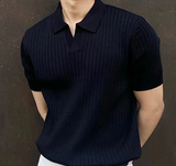 Poloshirt Herren | Ripp-Optik & smarter Look – Schwarz