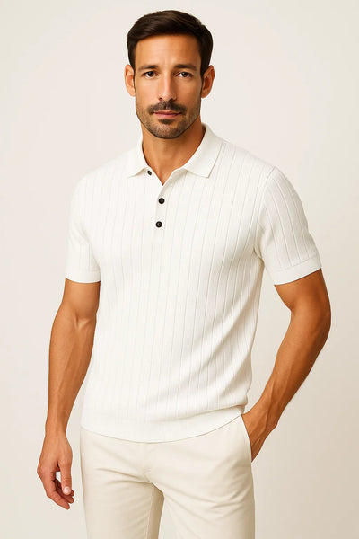 Poloshirt aus Rippenstrick