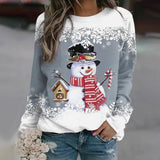 Elfriede | Damen-Weihnachtspullover mit Schneemann-Motiv – Grau