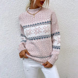 Angela | Gemütlicher gestrickter Damen-Weihnachtspullover – Rosa