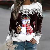 Elfriede | Damen-Weihnachtspullover mit Schneemann-Motiv – Dunkelbraun