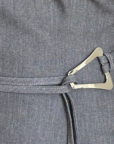 Elegantes Einschultriges Damen-Oberteil mit Bindegürtel in Grau