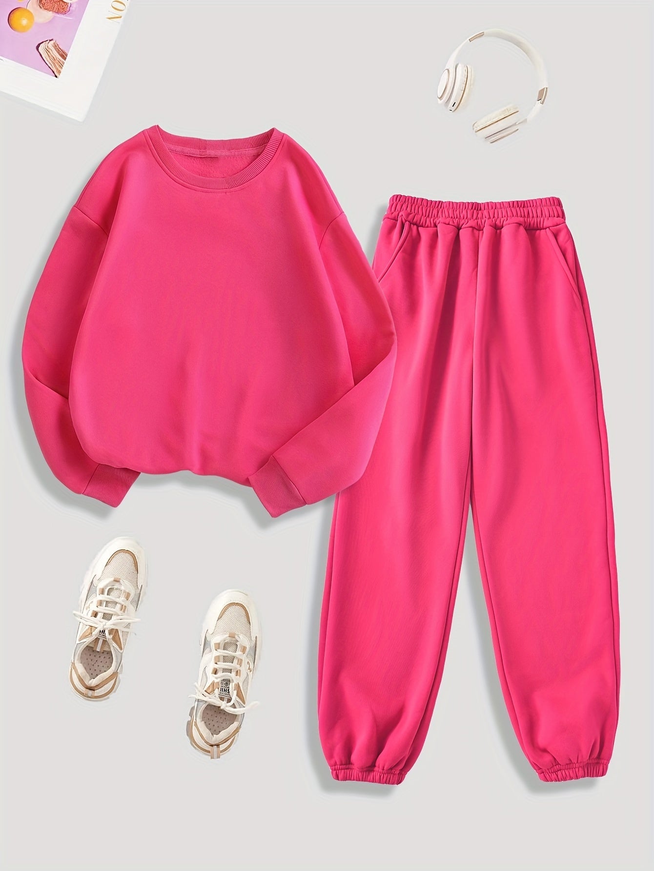 Kuschelig-warmes Damen-Loungewear-Set mit Plüschfutter für Herbst und Winter