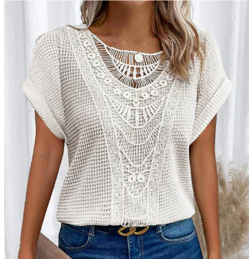 Amadis® | Stilvolle Damenbluse mit Prägung und umgeschlagenen Ärmeln