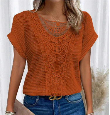 Amadis® | Stilvolle Damenbluse mit Prägung und umgeschlagenen Ärmeln