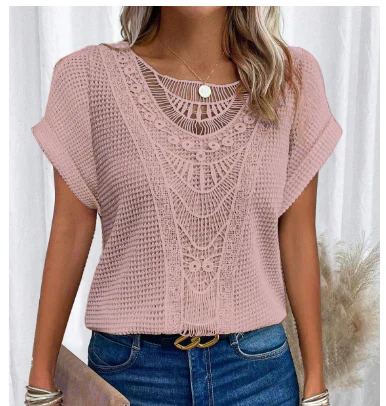 Amadis® | Stilvolle Damenbluse mit Prägung und umgeschlagenen Ärmeln