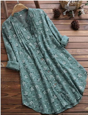 Damen Blumen Button-Down Halbarm Bluse | Lässig