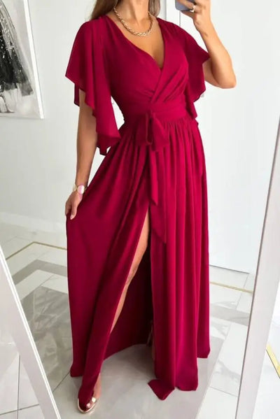 Damen Elegantes Cocktailkleid mit V-Ausschnitt und Raffung