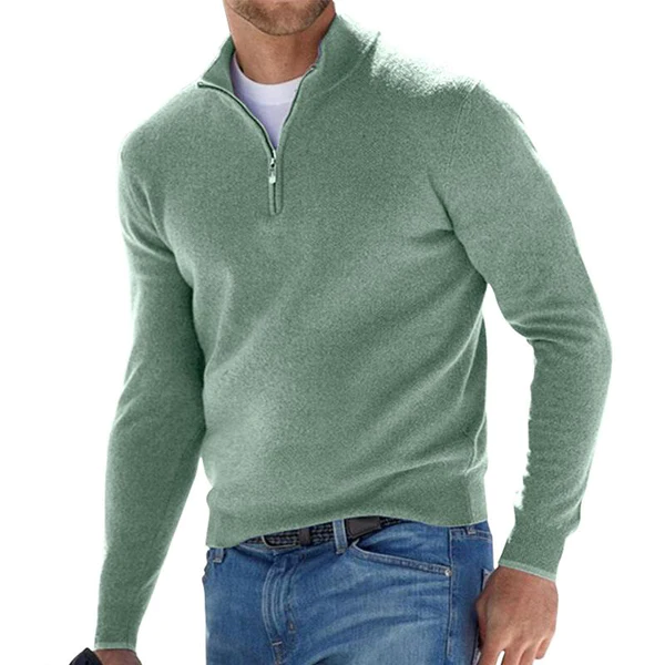 Quarter Zip Jumper – Langärmeliger Strickpullover mit halbem Reißverschluss für Herren