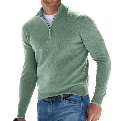 Quarter Zip Jumper – Langärmeliger Strickpullover mit halbem Reißverschluss für Herren