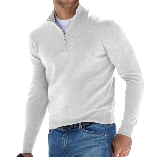 Quarter Zip Jumper – Langärmeliger Strickpullover mit halbem Reißverschluss für Herren
