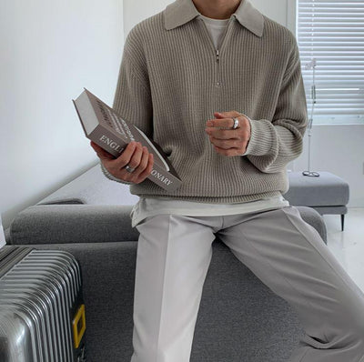 Quarter Zip Pullover | Collared | Half Zip | Strickpullover | Herrenstrickwaren