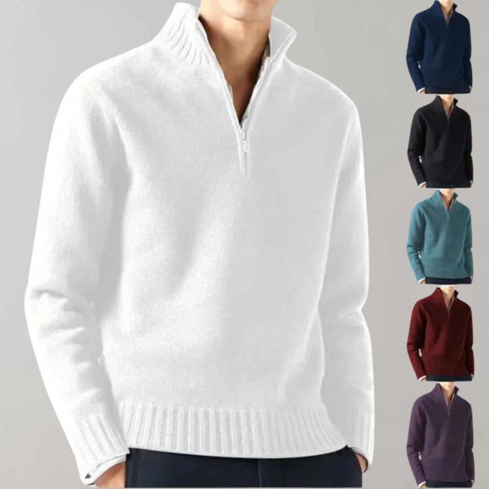 Quarter Zip Pullover - Herren Regular Fit Half Zip Strickpullover