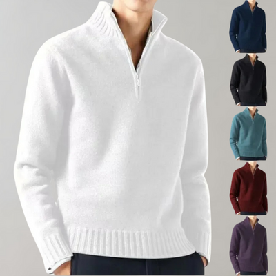 Quarter Zip Pullover - Herren Regular Fit Half Zip Strickpullover