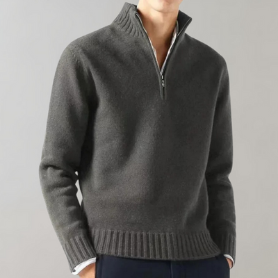 Quarter Zip Pullover - Herren Regular Fit Half Zip Strickpullover