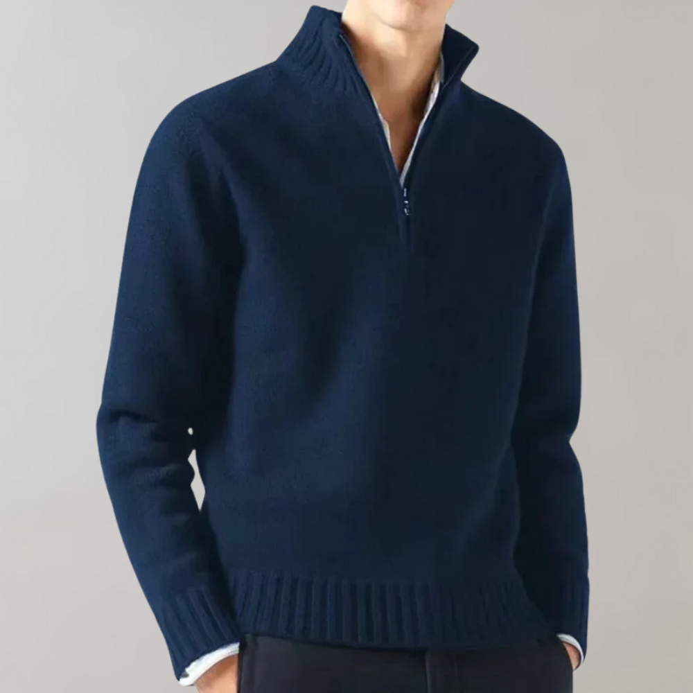 Quarter Zip Pullover - Herren Regular Fit Half Zip Strickpullover