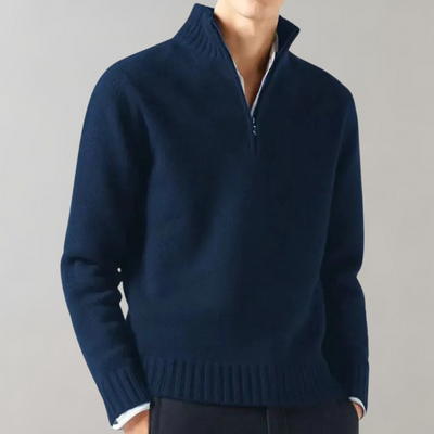 Quarter Zip Pullover - Herren Regular Fit Half Zip Strickpullover